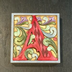 Jim Shore Heartwood Creek Monogram Letter A Wall Art Plaque